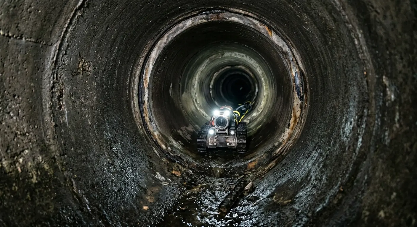 Robotic sewer camera inspecting pipe interior for Drain Snake Service in Westlake